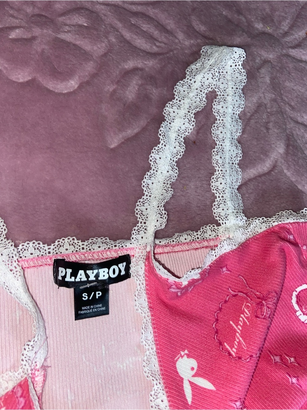 Playboy Lace-Trim Cami Tank Night top Sleepwear - Picture 4 of 4